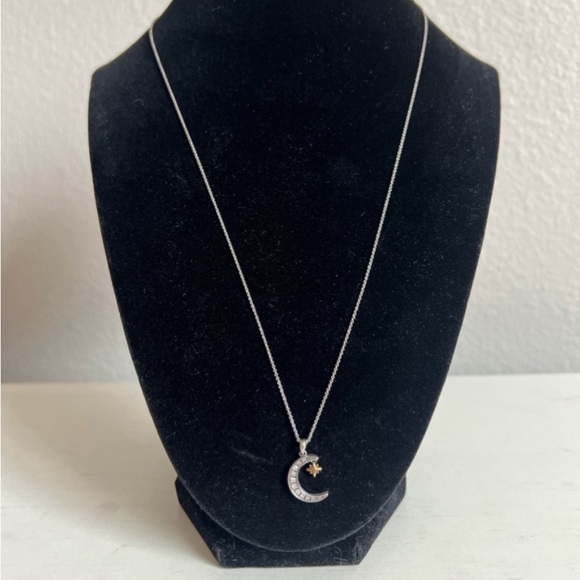 $250 Diamond Crescent Moon & Star 20" Pendant Necklace - Picture 4 of 5